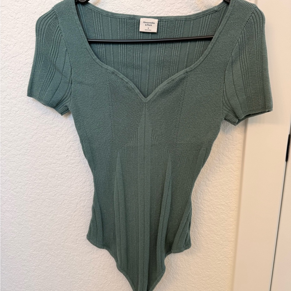 Abercrombie & Fitch Ribbed Bodysuit - Sage